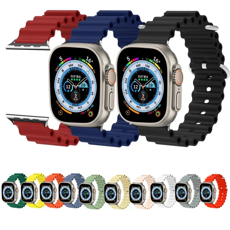 Dây đồng hồ silicone đầu kim loại Ocean, Dành cho Apple Watch Ultra 49mm / Series 8&7 45mm, Dành cho Apple Watch Series 8&7 41mm / SE 2&6&SE&5&4 40mm / 3&2&1 38mm
