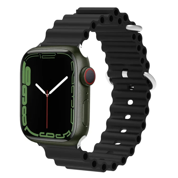 Dây đồng hồ silicone đầu kim loại Ocean, Dành cho Apple Watch Ultra 49mm / Series 8&7 45mm, Dành cho Apple Watch Series 8&7 41mm / SE 2&6&SE&5&4 40mm / 3&2&1 38mm