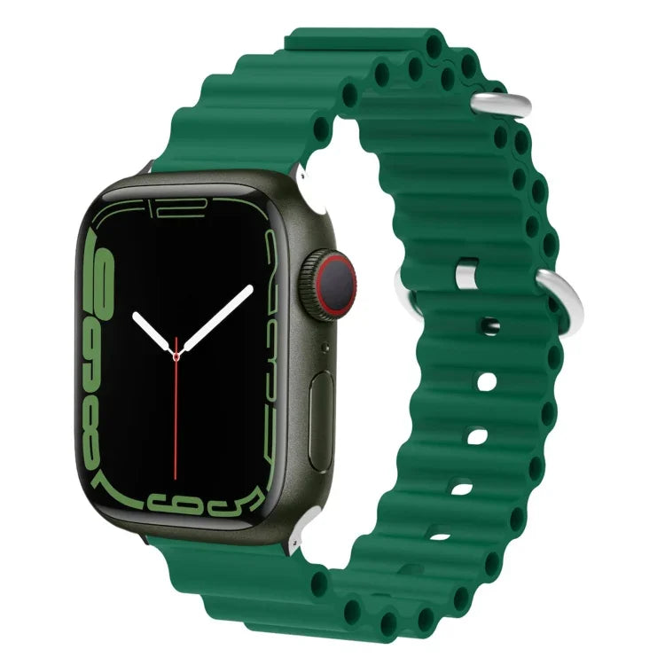 Dây đồng hồ silicone đầu kim loại Ocean, Dành cho Apple Watch Ultra 49mm / Series 8&7 45mm, Dành cho Apple Watch Series 8&7 41mm / SE 2&6&SE&5&4 40mm / 3&2&1 38mm