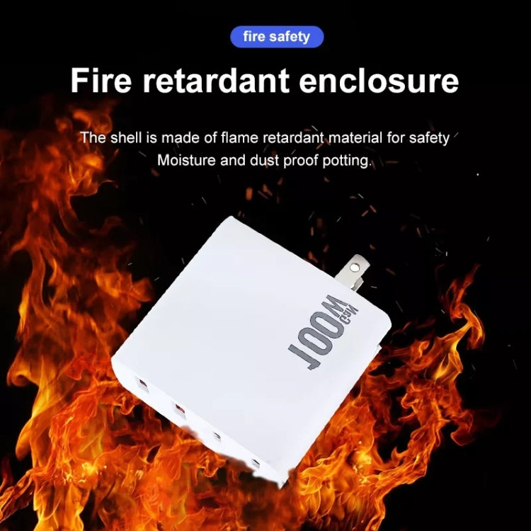 Bộ sạc đa cổng GaN 100W với 2 cổng USB + 2 cổng USB-C/Type-C kèm cáp dữ liệu Type-C dài 2m, phích cắm US, phích cắm US / EU, phích cắm US / UK, phích cắm US / AU, phích cắm US / EU / UK, phích cắm US / EU / UK / AU