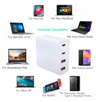 Bộ sạc đa cổng GaN 100W với 2 cổng USB + 2 cổng USB-C/Type-C kèm cáp dữ liệu Type-C dài 2m, phích cắm US, phích cắm US / EU, phích cắm US / UK, phích cắm US / AU, phích cắm US / EU / UK, phích cắm US / EU / UK / AU