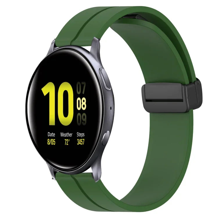20mm Solid Color Magnetic Clasp Silicone Watch Band, For Samsung Galaxy Watch Active2 44mm, For Samsung Galaxy Watch 42mm