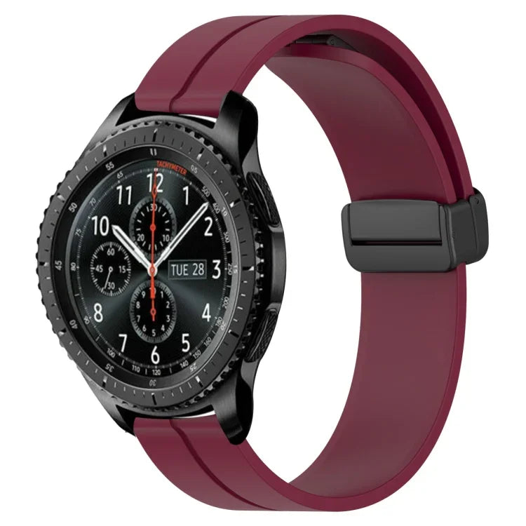 22mm Solid Color Magnetic Clasp Silicone Watch Band, For Samsung Galaxy Watch3 45mm, For Samsung Galaxy Watch 46mm, For Samsung Gear S3 Classic, For Samsung Gear S3 Frontier