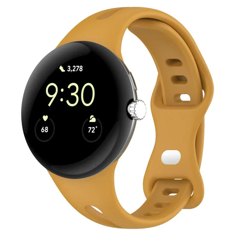 Water Drop Slimming Butterfly Button Solid Silicone Band, For Google Pixel Watch 4 / 3 / 2 / 1 41mm