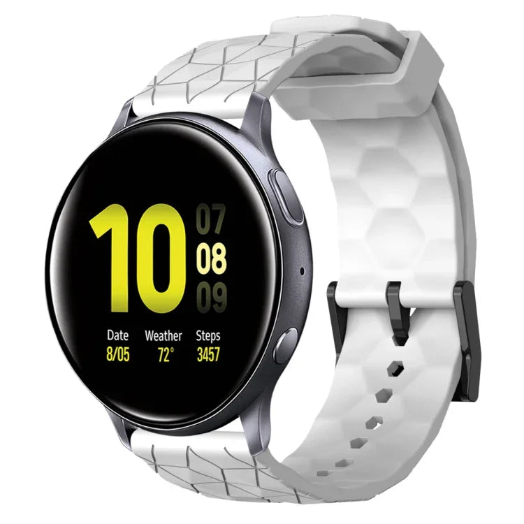 Dây đồng hồ silicone màu trơn họa tiết bóng đá 20mm, Dành cho Samsung Galaxy Watch Active 2 44mm, Dành cho Samsung Galaxy Watch 42mm