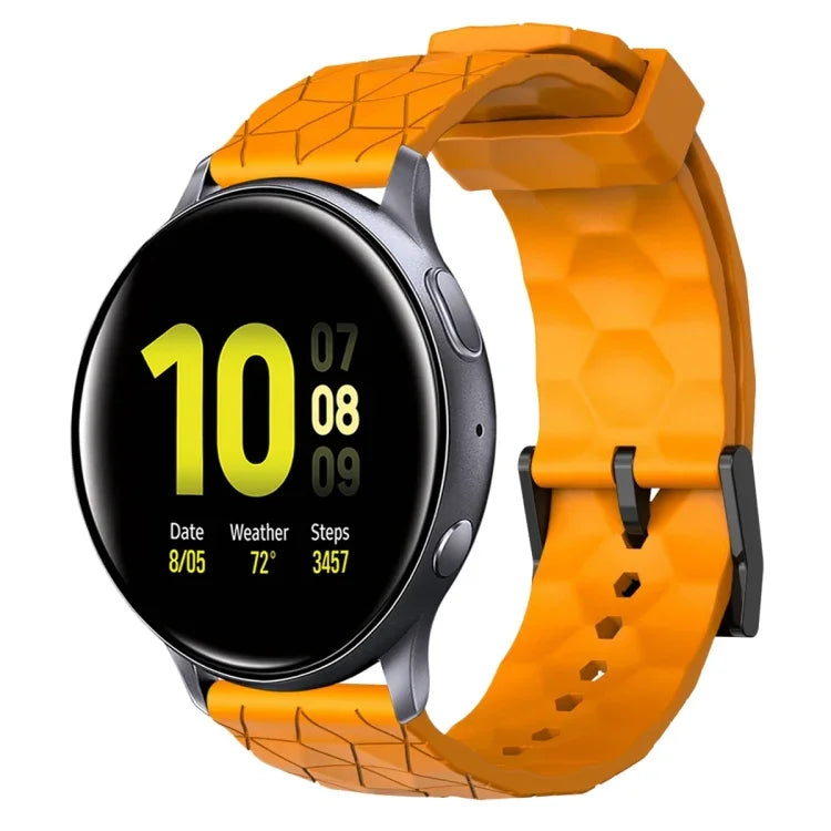 Dây đồng hồ silicone màu trơn họa tiết bóng đá 20mm, Dành cho Samsung Galaxy Watch Active 2 44mm, Dành cho Samsung Galaxy Watch 42mm