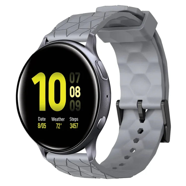 Dây đồng hồ silicone màu trơn họa tiết bóng đá 20mm, Dành cho Samsung Galaxy Watch Active 2 44mm, Dành cho Samsung Galaxy Watch 42mm