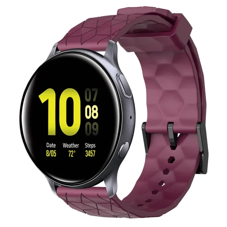 Dây đồng hồ silicone màu trơn họa tiết bóng đá 20mm, Dành cho Samsung Galaxy Watch Active 2 44mm, Dành cho Samsung Galaxy Watch 42mm
