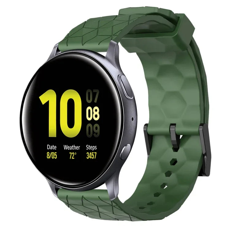 Dây đồng hồ silicone màu trơn họa tiết bóng đá 20mm, Dành cho Samsung Galaxy Watch Active 2 44mm, Dành cho Samsung Galaxy Watch 42mm