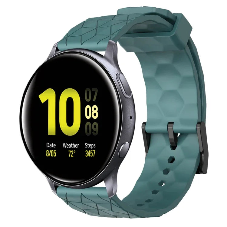 Dây đồng hồ silicone màu trơn họa tiết bóng đá 20mm, Dành cho Samsung Galaxy Watch Active 2 44mm, Dành cho Samsung Galaxy Watch 42mm