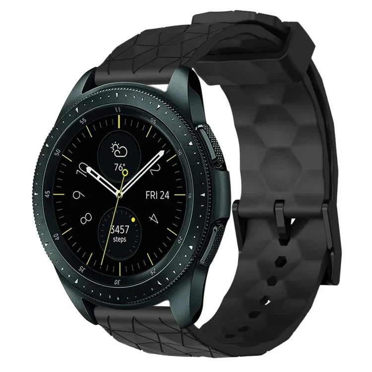 Dây đồng hồ silicone màu trơn họa tiết bóng đá 20mm, Dành cho Samsung Galaxy Watch Active 2 44mm, Dành cho Samsung Galaxy Watch 42mm