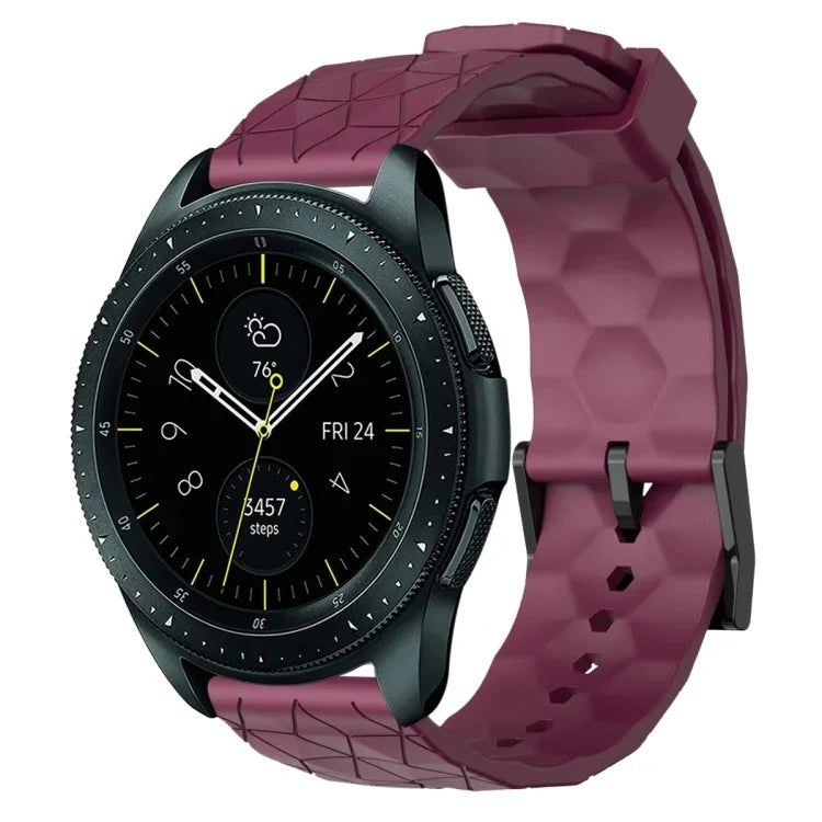 Dây đồng hồ silicone màu trơn họa tiết bóng đá 20mm, Dành cho Samsung Galaxy Watch Active 2 44mm, Dành cho Samsung Galaxy Watch 42mm