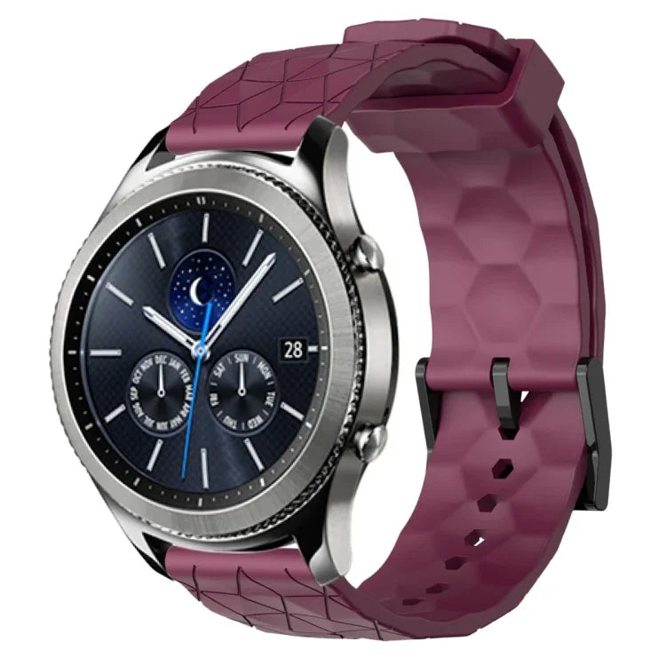 Dây đồng hồ silicone màu trơn họa tiết bóng đá 22mm, Dành cho Samsung Galaxy Watch3 45mm, Dành cho Samsung Galaxy Watch 46mm, Dành cho Samsung Gear S3 Classic, Dành cho Samsung Gear S3 Frontier