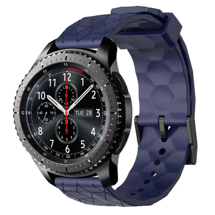 Dây đồng hồ silicone màu trơn họa tiết bóng đá 22mm, Dành cho Samsung Galaxy Watch3 45mm, Dành cho Samsung Galaxy Watch 46mm, Dành cho Samsung Gear S3 Classic, Dành cho Samsung Gear S3 Frontier