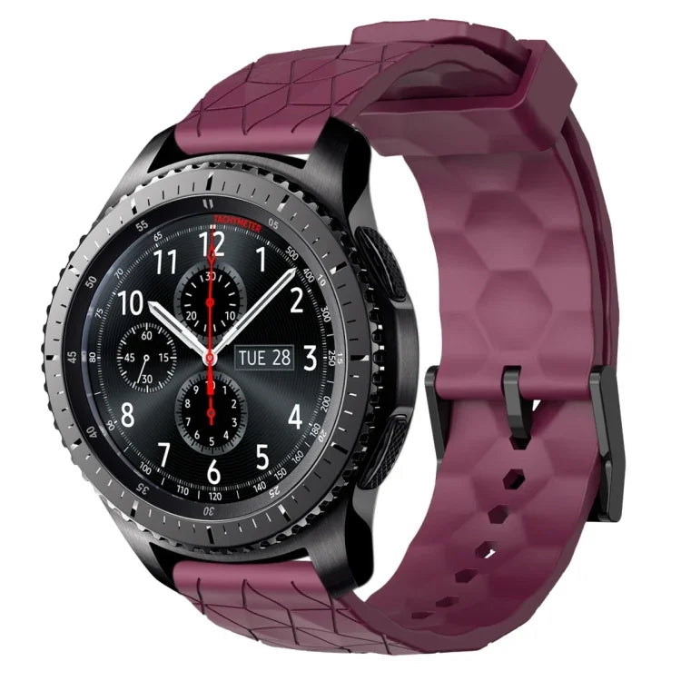 Dây đồng hồ silicone màu trơn họa tiết bóng đá 22mm, Dành cho Samsung Galaxy Watch3 45mm, Dành cho Samsung Galaxy Watch 46mm, Dành cho Samsung Gear S3 Classic, Dành cho Samsung Gear S3 Frontier