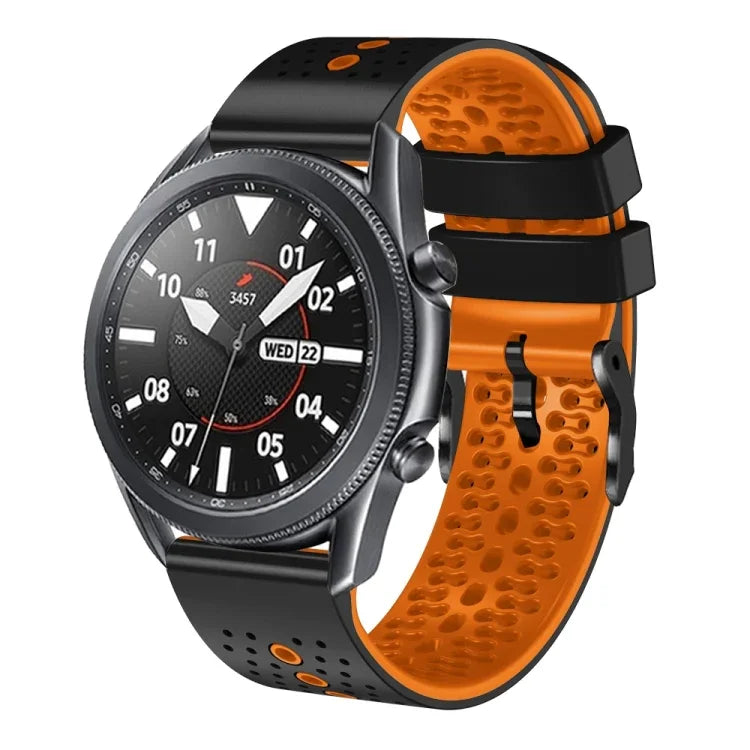 Dây đồng hồ silicone hai màu có lỗ 22mm, Dành cho Samsung Galaxy Watch3 45mm, Dành cho Samsung Galaxy Watch 46mm, Dành cho Samsung Gear S3 Classic, Dành cho Samsung Gear S3 Frontier