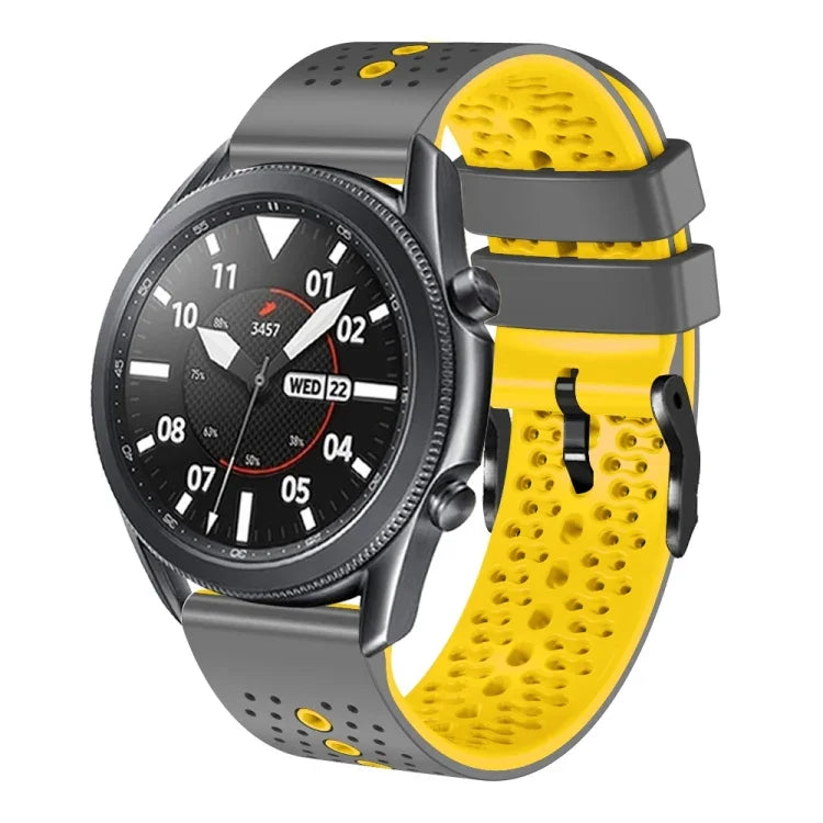 Dây đồng hồ silicone hai màu có lỗ 22mm, Dành cho Samsung Galaxy Watch3 45mm, Dành cho Samsung Galaxy Watch 46mm, Dành cho Samsung Gear S3 Classic, Dành cho Samsung Gear S3 Frontier