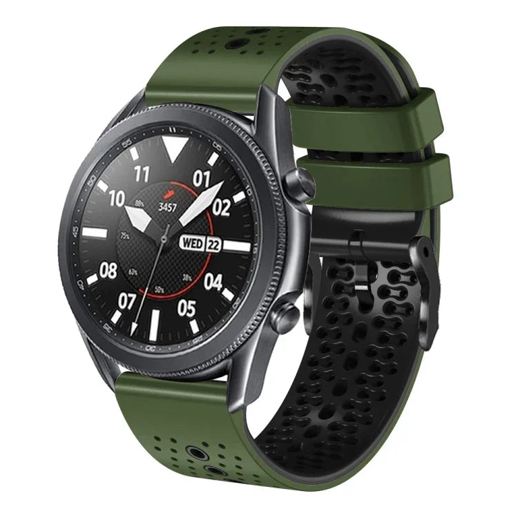 Dây đồng hồ silicone hai màu có lỗ 22mm, Dành cho Samsung Galaxy Watch3 45mm, Dành cho Samsung Galaxy Watch 46mm, Dành cho Samsung Gear S3 Classic, Dành cho Samsung Gear S3 Frontier
