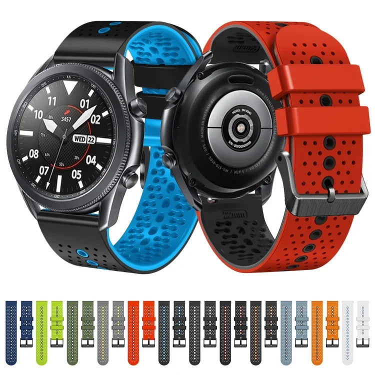 Dây đồng hồ silicone hai màu có lỗ 22mm, Dành cho Samsung Galaxy Watch3 45mm, Dành cho Samsung Galaxy Watch 46mm, Dành cho Samsung Gear S3 Classic, Dành cho Samsung Gear S3 Frontier
