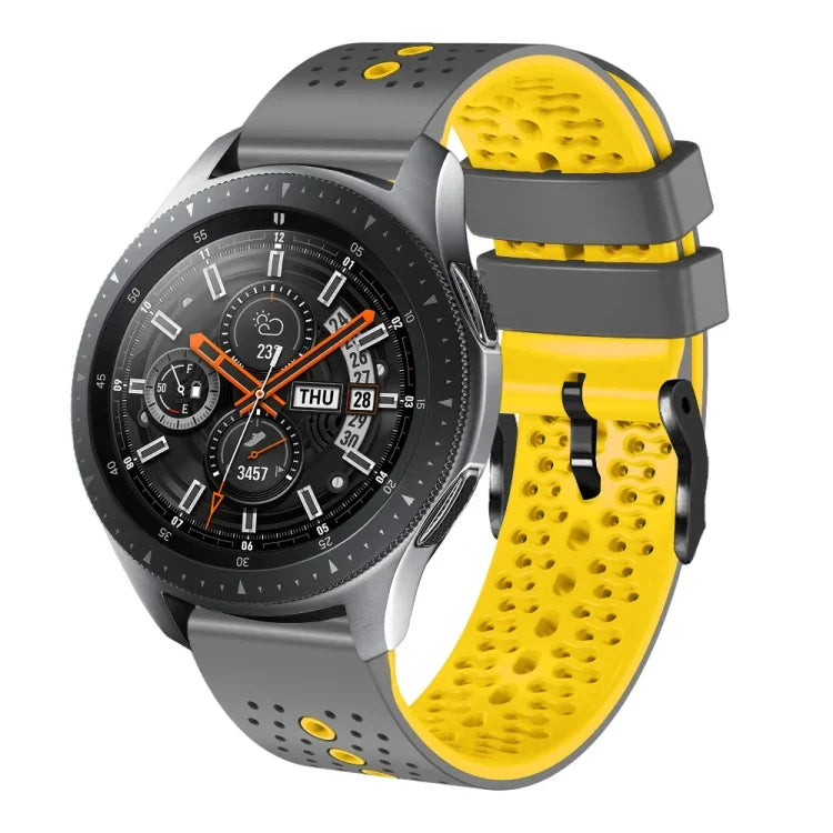 Dây đồng hồ silicone hai màu có lỗ 22mm, Dành cho Samsung Galaxy Watch3 45mm, Dành cho Samsung Galaxy Watch 46mm, Dành cho Samsung Gear S3 Classic, Dành cho Samsung Gear S3 Frontier