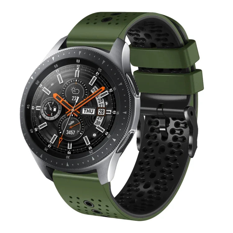 Dây đồng hồ silicone hai màu có lỗ 22mm, Dành cho Samsung Galaxy Watch3 45mm, Dành cho Samsung Galaxy Watch 46mm, Dành cho Samsung Gear S3 Classic, Dành cho Samsung Gear S3 Frontier