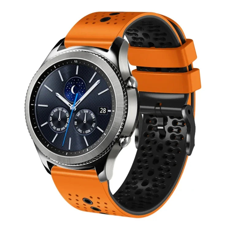 Dây đồng hồ silicone hai màu có lỗ 22mm, Dành cho Samsung Galaxy Watch3 45mm, Dành cho Samsung Galaxy Watch 46mm, Dành cho Samsung Gear S3 Classic, Dành cho Samsung Gear S3 Frontier
