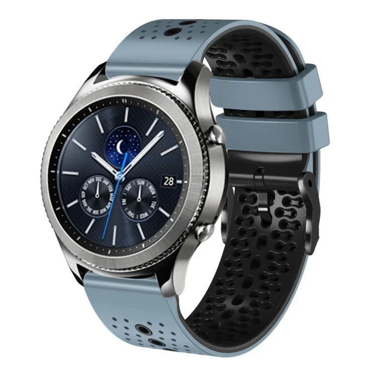 Dây đồng hồ silicone hai màu có lỗ 22mm, Dành cho Samsung Galaxy Watch3 45mm, Dành cho Samsung Galaxy Watch 46mm, Dành cho Samsung Gear S3 Classic, Dành cho Samsung Gear S3 Frontier