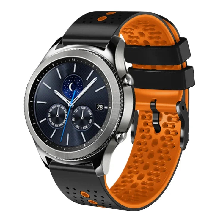 Dây đồng hồ silicone hai màu có lỗ 22mm, Dành cho Samsung Galaxy Watch3 45mm, Dành cho Samsung Galaxy Watch 46mm, Dành cho Samsung Gear S3 Classic, Dành cho Samsung Gear S3 Frontier