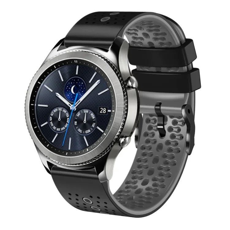Dây đồng hồ silicone hai màu có lỗ 22mm, Dành cho Samsung Galaxy Watch3 45mm, Dành cho Samsung Galaxy Watch 46mm, Dành cho Samsung Gear S3 Classic, Dành cho Samsung Gear S3 Frontier
