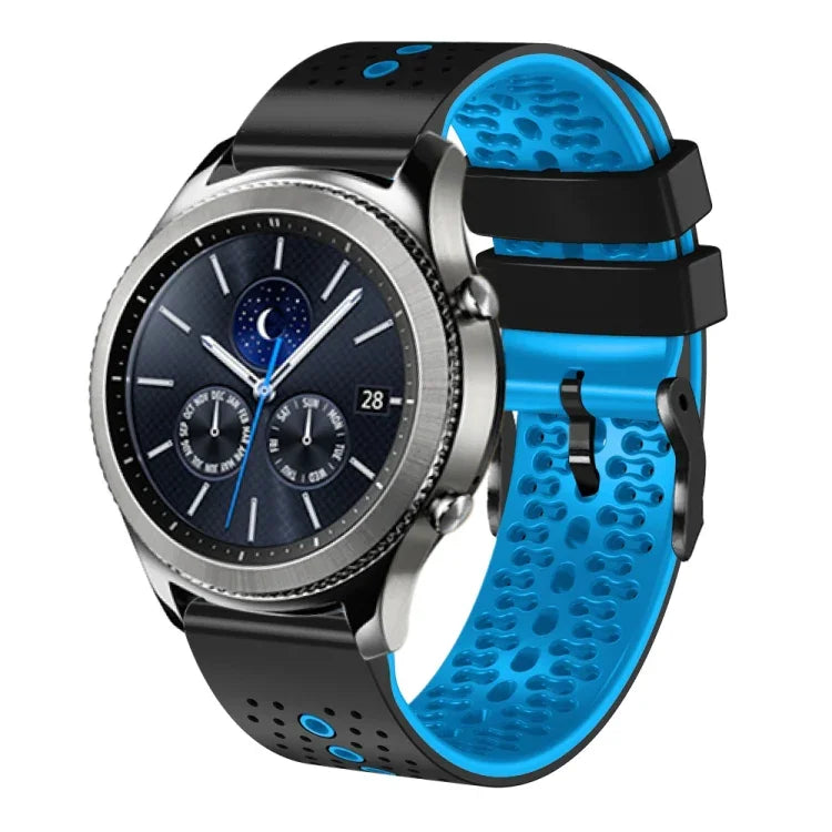 Dây đồng hồ silicone hai màu có lỗ 22mm, Dành cho Samsung Galaxy Watch3 45mm, Dành cho Samsung Galaxy Watch 46mm, Dành cho Samsung Gear S3 Classic, Dành cho Samsung Gear S3 Frontier