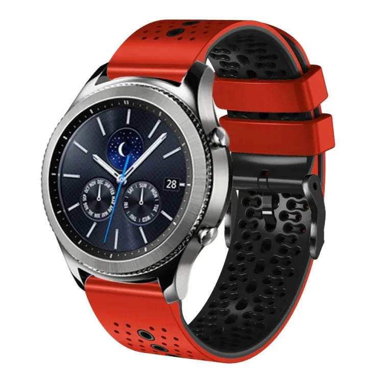 Dây đồng hồ silicone hai màu có lỗ 22mm, Dành cho Samsung Galaxy Watch3 45mm, Dành cho Samsung Galaxy Watch 46mm, Dành cho Samsung Gear S3 Classic, Dành cho Samsung Gear S3 Frontier