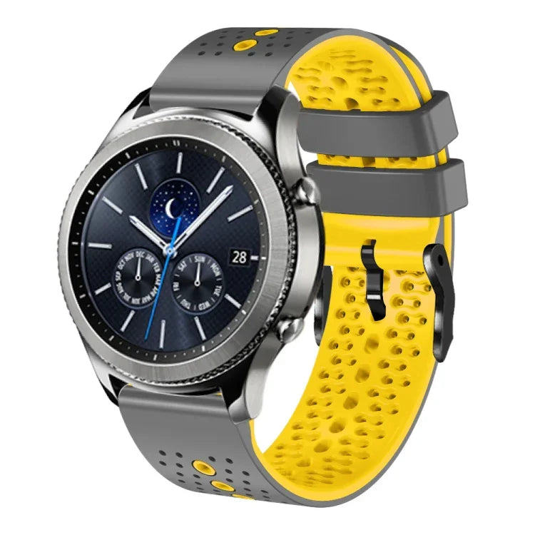 Dây đồng hồ silicone hai màu có lỗ 22mm, Dành cho Samsung Galaxy Watch3 45mm, Dành cho Samsung Galaxy Watch 46mm, Dành cho Samsung Gear S3 Classic, Dành cho Samsung Gear S3 Frontier