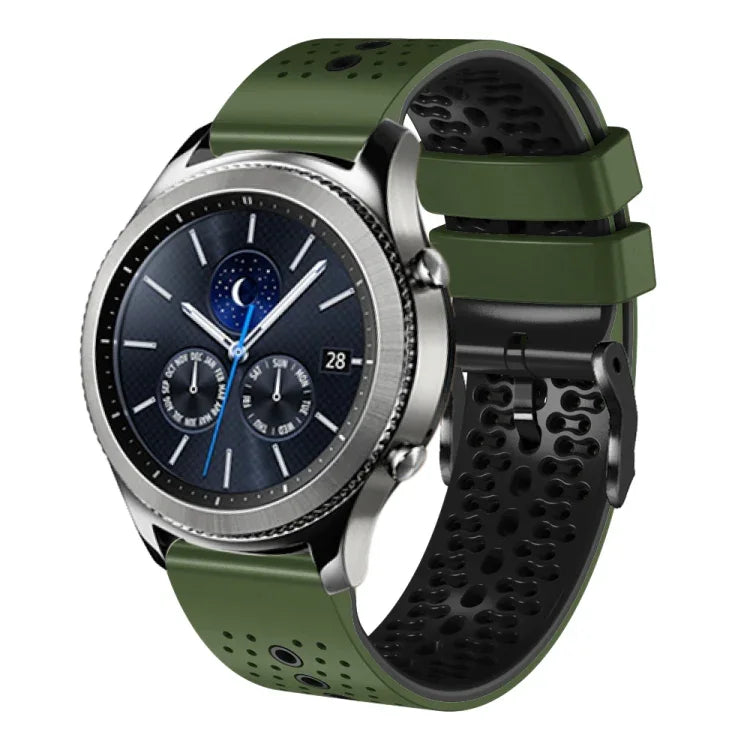 Dây đồng hồ silicone hai màu có lỗ 22mm, Dành cho Samsung Galaxy Watch3 45mm, Dành cho Samsung Galaxy Watch 46mm, Dành cho Samsung Gear S3 Classic, Dành cho Samsung Gear S3 Frontier