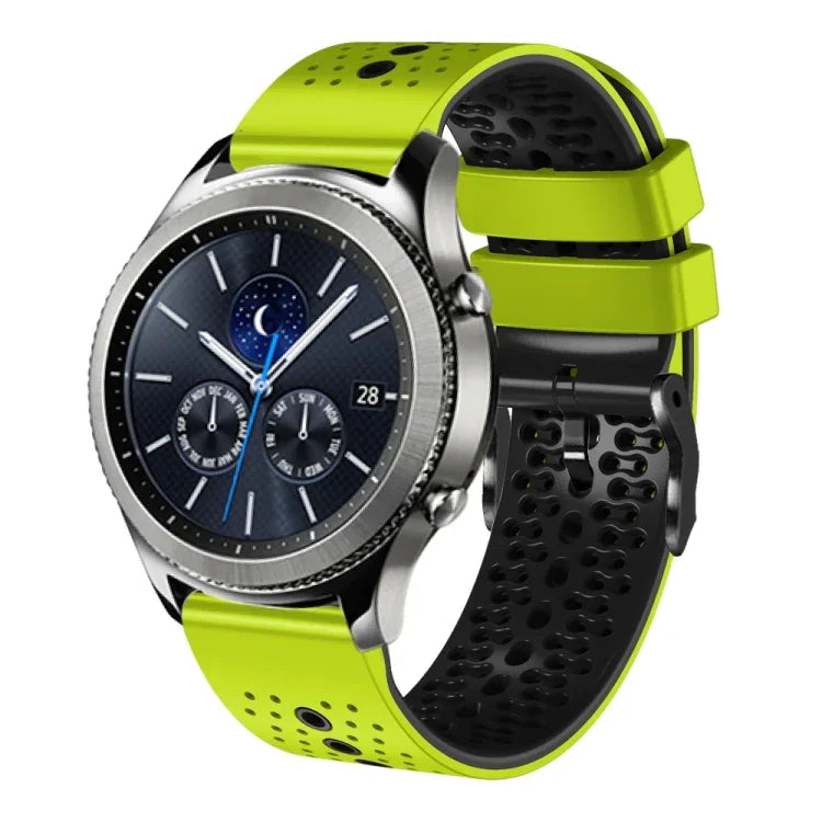 Dây đồng hồ silicone hai màu có lỗ 22mm, Dành cho Samsung Galaxy Watch3 45mm, Dành cho Samsung Galaxy Watch 46mm, Dành cho Samsung Gear S3 Classic, Dành cho Samsung Gear S3 Frontier