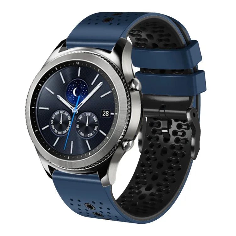Dây đồng hồ silicone hai màu có lỗ 22mm, Dành cho Samsung Galaxy Watch3 45mm, Dành cho Samsung Galaxy Watch 46mm, Dành cho Samsung Gear S3 Classic, Dành cho Samsung Gear S3 Frontier