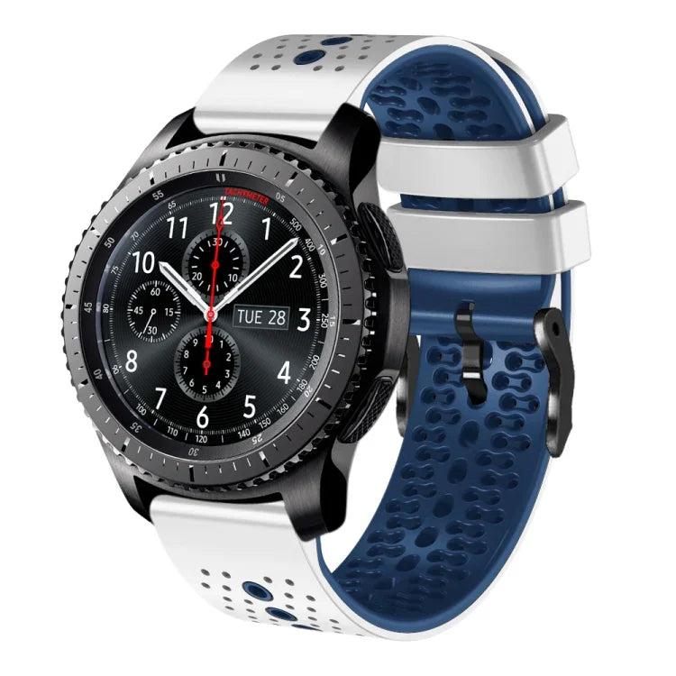 Dây đồng hồ silicone hai màu có lỗ 22mm, Dành cho Samsung Galaxy Watch3 45mm, Dành cho Samsung Galaxy Watch 46mm, Dành cho Samsung Gear S3 Classic, Dành cho Samsung Gear S3 Frontier