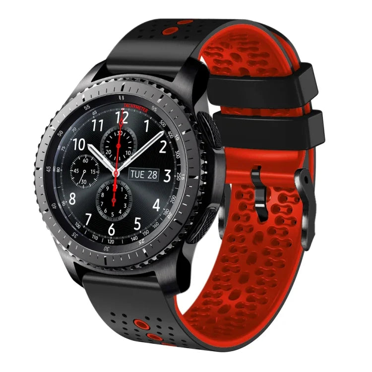 Dây đồng hồ silicone hai màu có lỗ 22mm, Dành cho Samsung Galaxy Watch3 45mm, Dành cho Samsung Galaxy Watch 46mm, Dành cho Samsung Gear S3 Classic, Dành cho Samsung Gear S3 Frontier