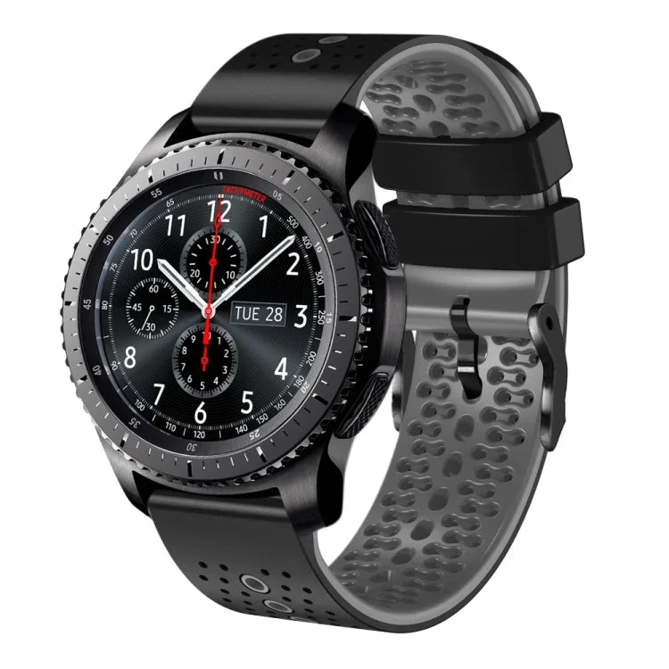 Dây đồng hồ silicone hai màu có lỗ 22mm, Dành cho Samsung Galaxy Watch3 45mm, Dành cho Samsung Galaxy Watch 46mm, Dành cho Samsung Gear S3 Classic, Dành cho Samsung Gear S3 Frontier