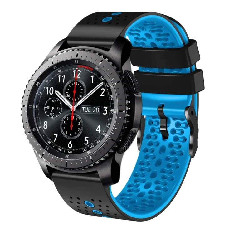 Dây đồng hồ silicone hai màu có lỗ 22mm, Dành cho Samsung Galaxy Watch3 45mm, Dành cho Samsung Galaxy Watch 46mm, Dành cho Samsung Gear S3 Classic, Dành cho Samsung Gear S3 Frontier