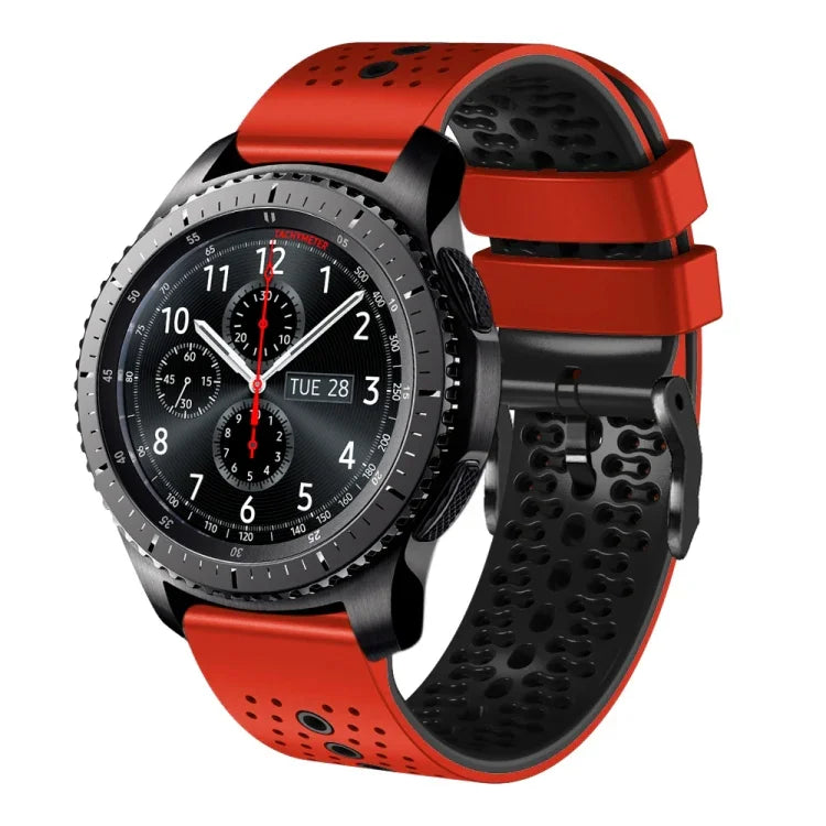 Dây đồng hồ silicone hai màu có lỗ 22mm, Dành cho Samsung Galaxy Watch3 45mm, Dành cho Samsung Galaxy Watch 46mm, Dành cho Samsung Gear S3 Classic, Dành cho Samsung Gear S3 Frontier