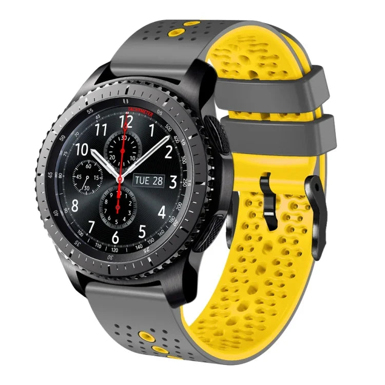 Dây đồng hồ silicone hai màu có lỗ 22mm, Dành cho Samsung Galaxy Watch3 45mm, Dành cho Samsung Galaxy Watch 46mm, Dành cho Samsung Gear S3 Classic, Dành cho Samsung Gear S3 Frontier