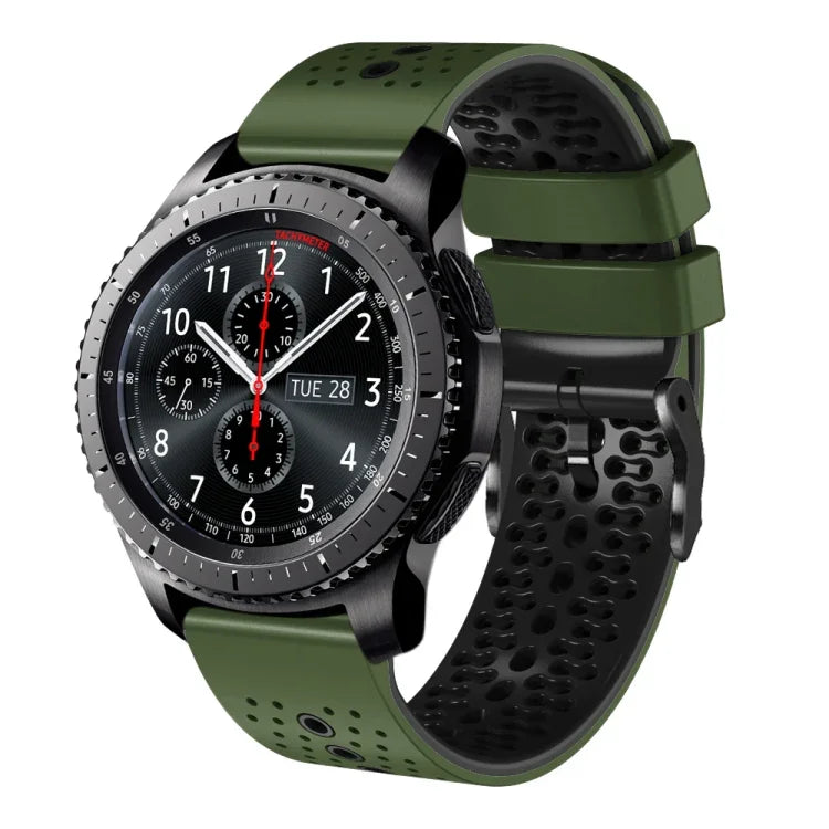 Dây đồng hồ silicone hai màu có lỗ 22mm, Dành cho Samsung Galaxy Watch3 45mm, Dành cho Samsung Galaxy Watch 46mm, Dành cho Samsung Gear S3 Classic, Dành cho Samsung Gear S3 Frontier
