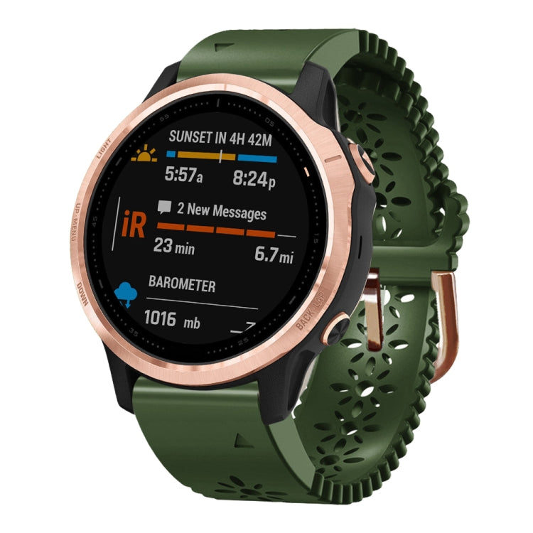 20mm Lady's Silicone Watch Band With Lace Punch, For Garmin Fenix 7S, For Garmin Fenix 7S Solar, For Garmin Fenix 7S Sapphire Solar, For Garmin Instinct 2S, For Garmin Fenix 6S, For Garmin Fenix 6S Pro