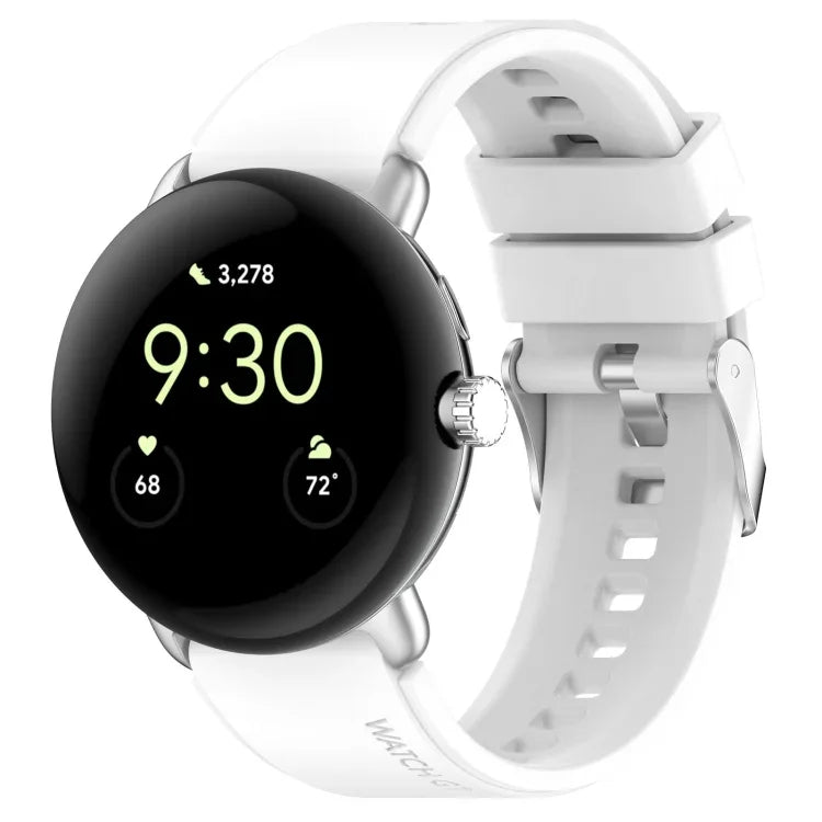 Dây đồng hồ silicone màu trơn có đầu nối kim loại, Dùng cho Google Pixel Watch 4 / 3 / 2 / 1 41mm