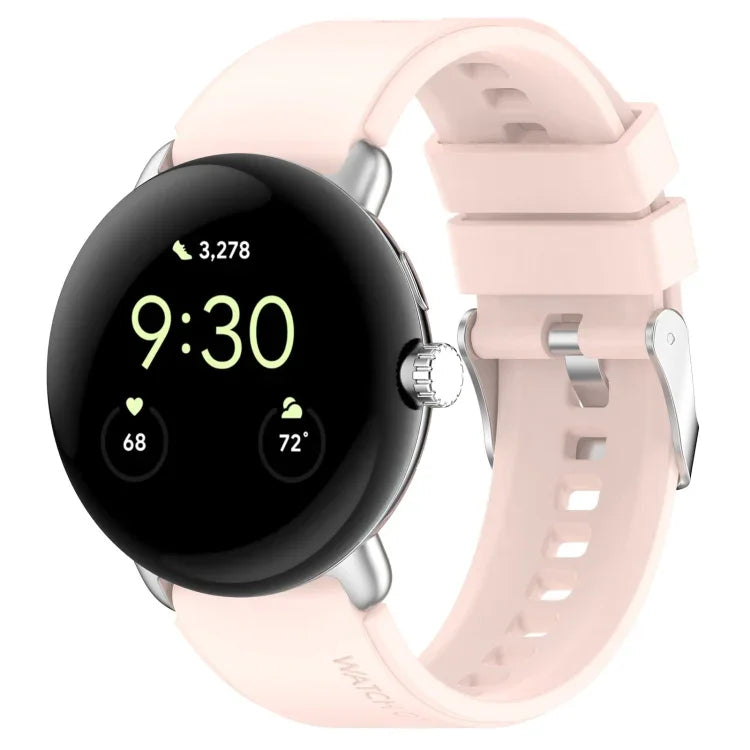 Dây đồng hồ silicone màu trơn có đầu nối kim loại, Dùng cho Google Pixel Watch 4 / 3 / 2 / 1 41mm