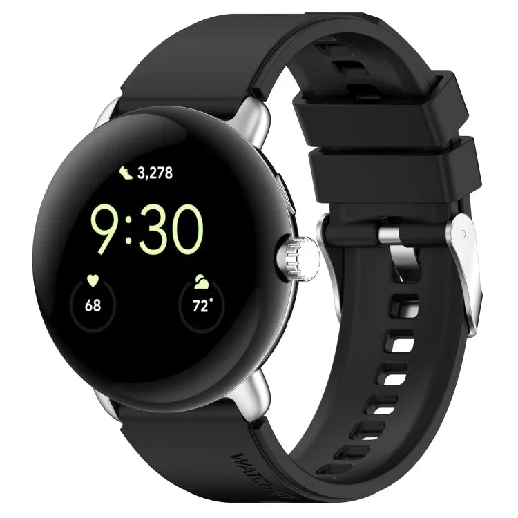 Dây đồng hồ silicone màu trơn có đầu nối kim loại, Dùng cho Google Pixel Watch 4 / 3 / 2 / 1 41mm