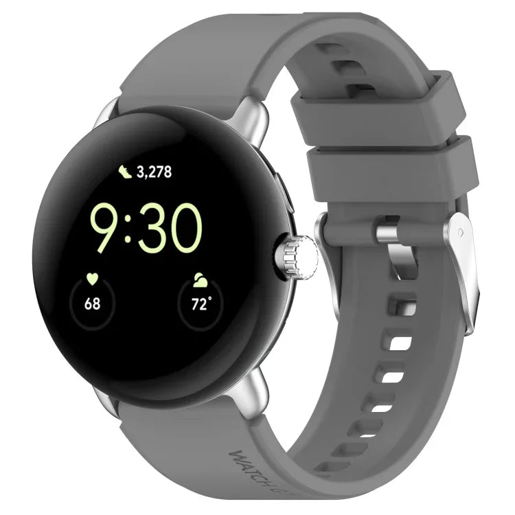 Dây đồng hồ silicone màu trơn có đầu nối kim loại, Dùng cho Google Pixel Watch 4 / 3 / 2 / 1 41mm