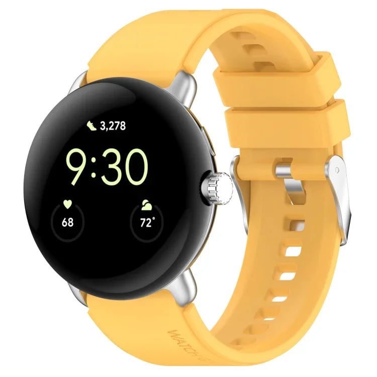 Dây đồng hồ silicone màu trơn có đầu nối kim loại, Dùng cho Google Pixel Watch 4 / 3 / 2 / 1 41mm