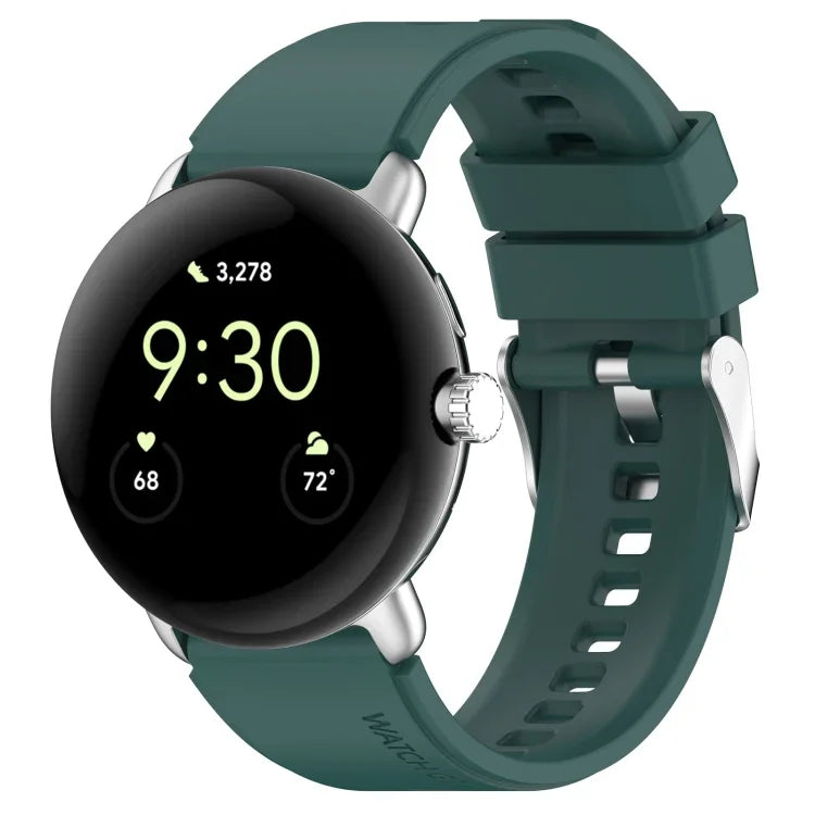 Dây đồng hồ silicone màu trơn có đầu nối kim loại, Dùng cho Google Pixel Watch 4 / 3 / 2 / 1 41mm