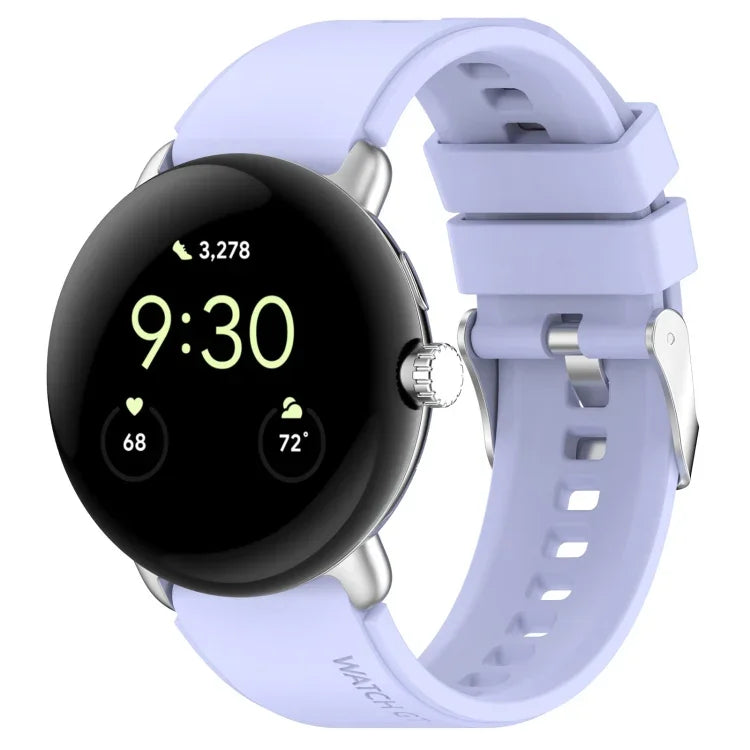 Dây đồng hồ silicone màu trơn có đầu nối kim loại, Dùng cho Google Pixel Watch 4 / 3 / 2 / 1 41mm
